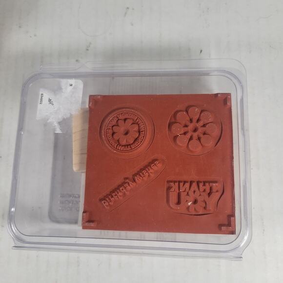 New Unmounted Stampin' Up Wow Flowers 4 Wooden Floral Thank You Birthday Stamps - Picture 1 of 3